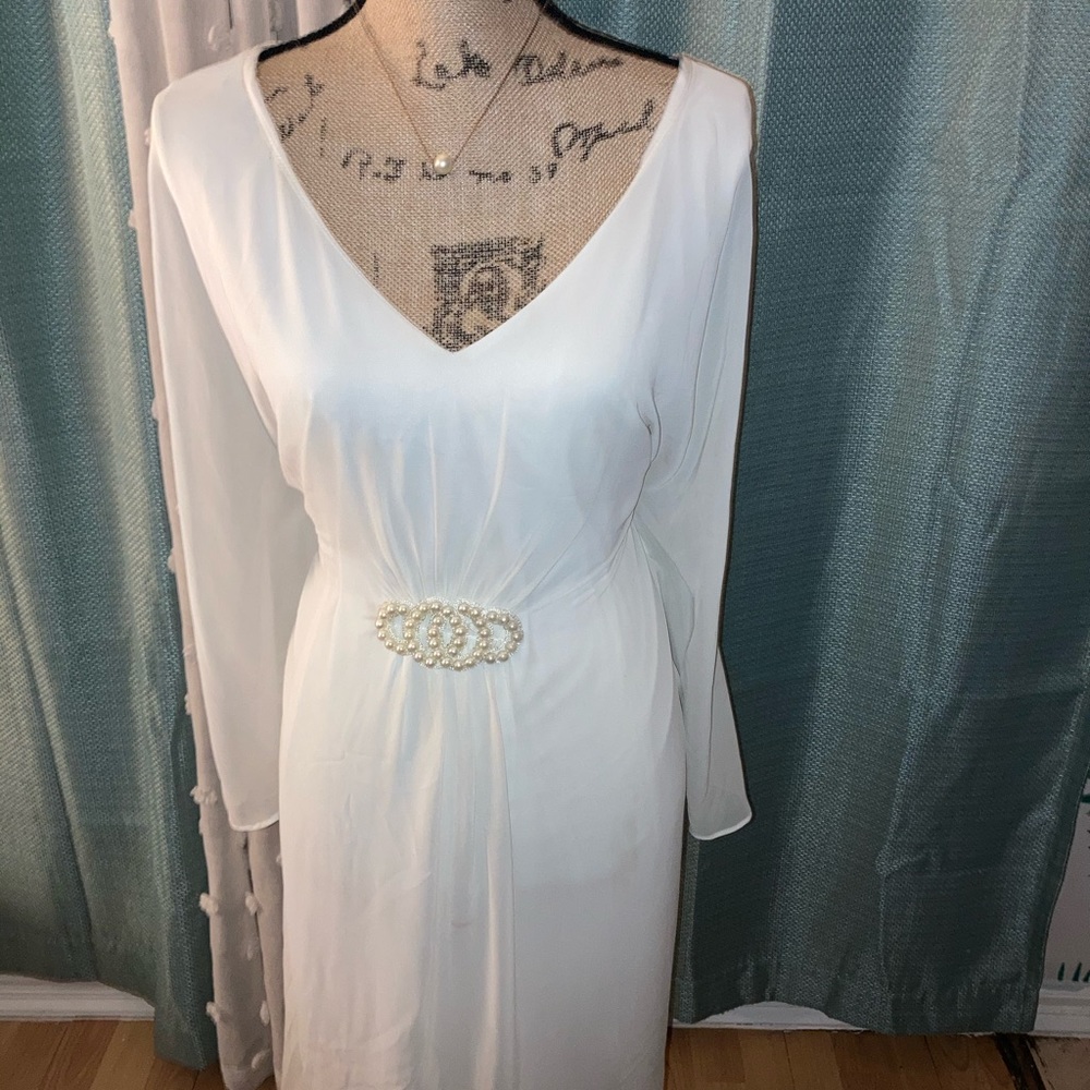 Connected Apparel White Silky Dress 22W